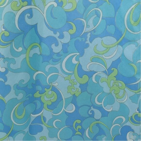 Vintage 1960's Acetate Chiffon Lined PSYCHEDELIC PALAZZO PANTS Mod Swirly Clouds - Picture 2 of 10